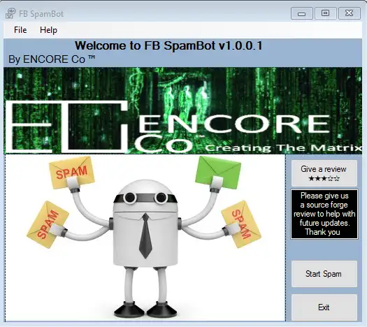 Download web tool or web app FB SpamBot by ENCORE Co