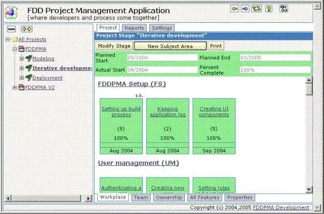 הורד כלי אינטרנט או אפליקציית אינטרנט FDD Project Management Application
