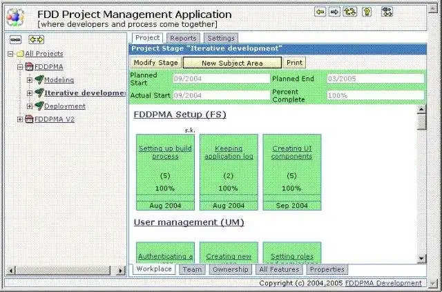 Download web tool or web app FDD Project Management Application