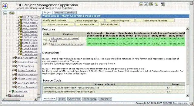 Download web tool or web app FDD Project Management Application