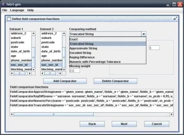 Descargue la herramienta web o la aplicación web febrl-gen