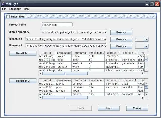 Descargue la herramienta web o la aplicación web febrl-gen