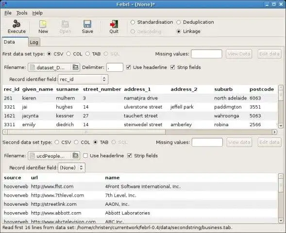Download web tool or web app Febrl