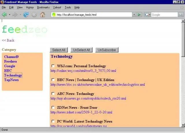 Download web tool or web app Feedzeo - RSS/RDF/Atom feed aggregator