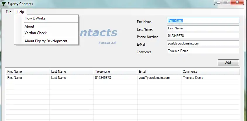 Download web tool or web app FigertyContacts