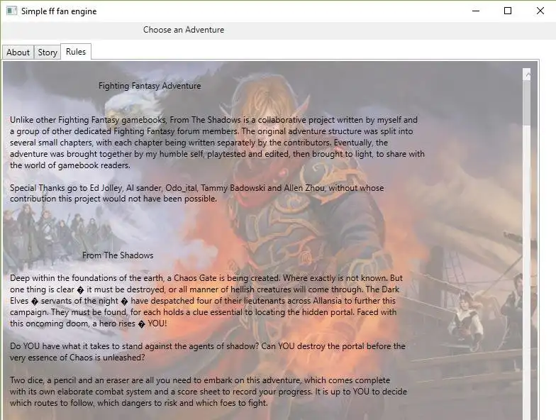 Descărcați instrumentul web sau aplicația web Fighting Fantasy Fan Engine