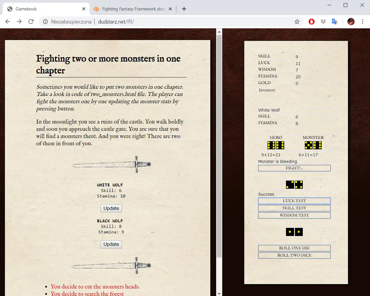 Télécharger l'outil Web ou l'application Web Fighting Fantasy Framework