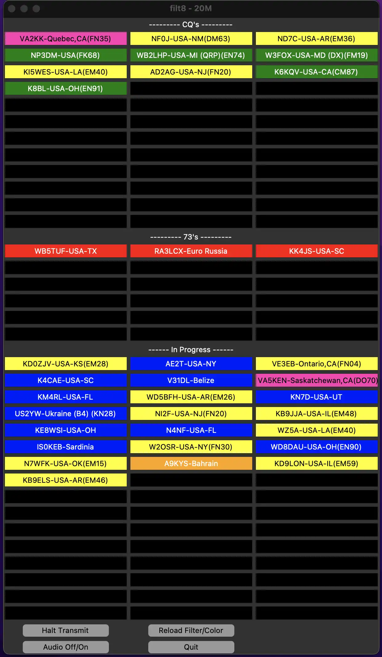 Muat turun alat web atau apl web Filt8 - untuk protokol WSJT FT8 FT4 v1.2