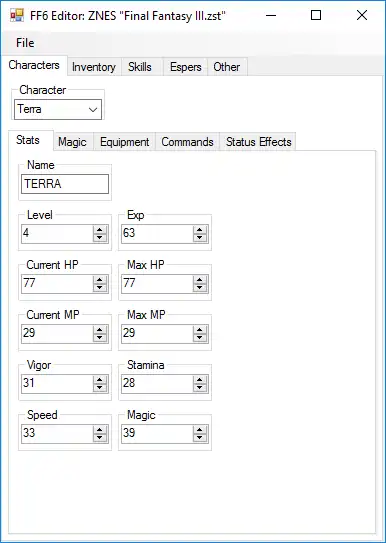 Télécharger l'outil Web ou l'application Web Final Fantasy 6 Save Editor