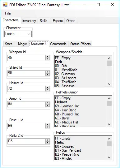 Télécharger l'outil Web ou l'application Web Final Fantasy 6 Save Editor