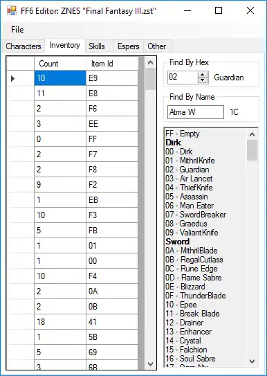Télécharger l'outil Web ou l'application Web Final Fantasy 6 Save Editor