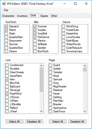 Télécharger l'outil Web ou l'application Web Final Fantasy 6 Save Editor