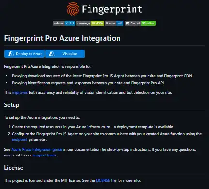 Laden Sie das Webtool oder die Web-App Fingerprint Pro Azure Integration herunter