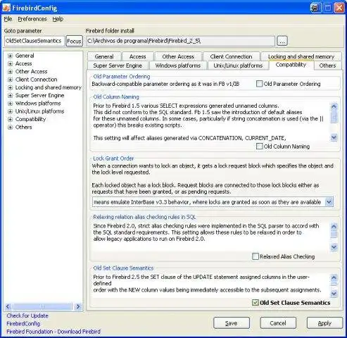 Download web tool or web app FirebirdConfig