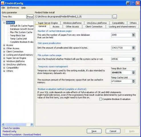 Download web tool or web app FirebirdConfig