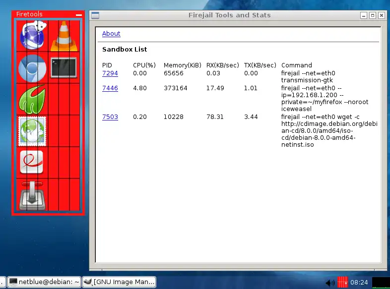 Muat turun alat web atau firejail apl web