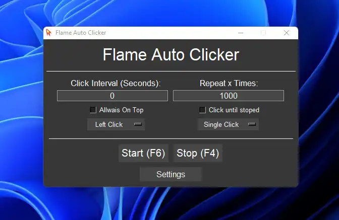 Baixe a ferramenta da web ou o aplicativo da web Flame Auto Clicker
