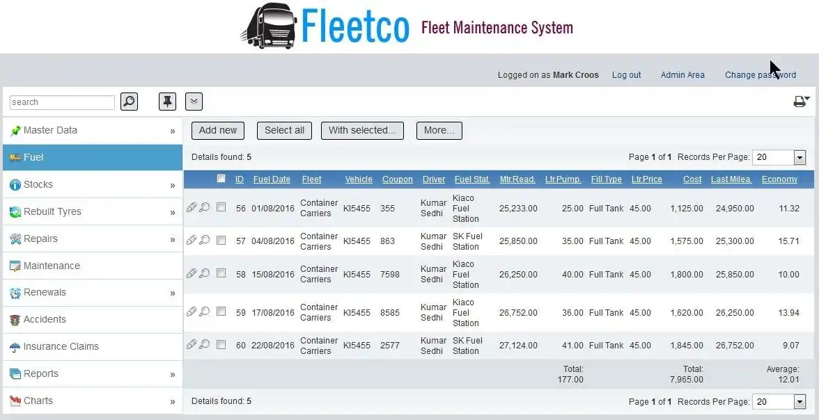 Загрузите веб-инструмент или веб-приложение Fleetco - Fleet Maintenance Management