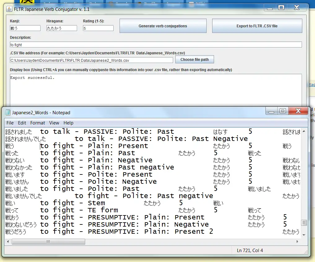 Descargar la herramienta web o la aplicación web FLTR Japanese Verb Conjugator