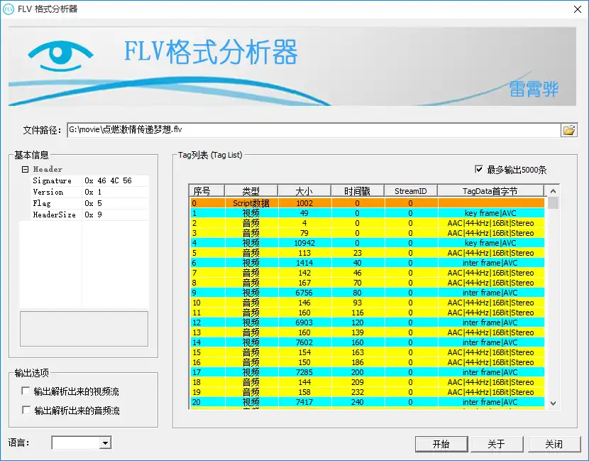 Download web tool or web app FLV Format Analysis