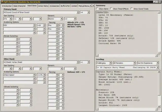 WebツールまたはWebアプリFlyffCharacterSimulatorをダウンロードして、Linuxオンライン上でWindowsオンラインで実行します。