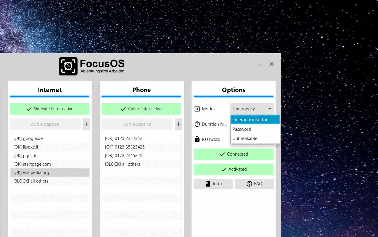 הורד כלי אינטרנט או אפליקציית אינטרנט FocusOS - חוסם אתר, אפליקציות, שיחות