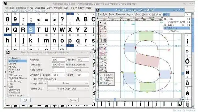 Descargue la herramienta web o la aplicación web FontForge - An Outline Font Editor