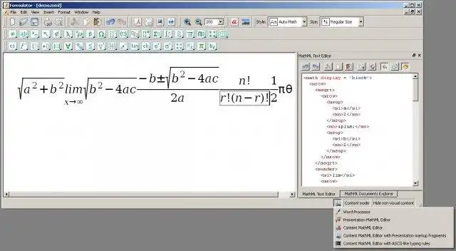 Загрузите веб-инструмент или веб-приложение Formulator MathML Editor