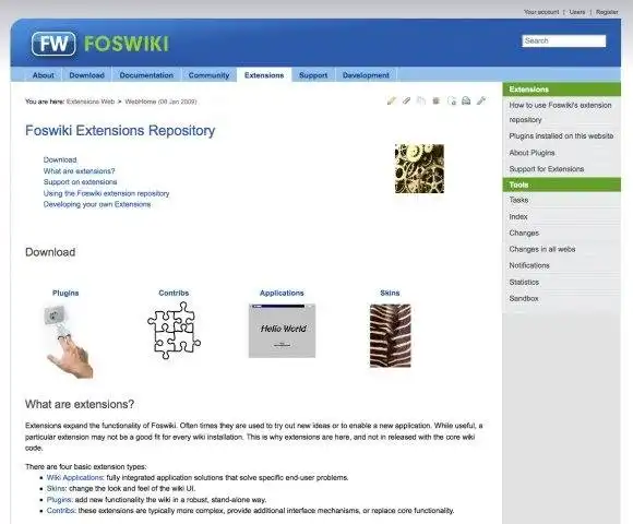 Mag-download ng web tool o web app na Foswiki