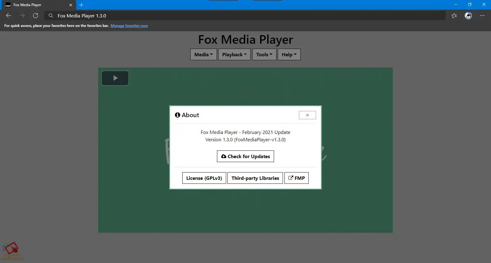 Download webtool of webapp Fox Media Player