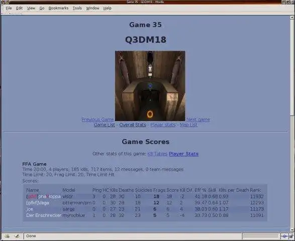 Mag-download ng web tool o web app Fragistics - Quake3 statistics program na tatakbo sa Linux online