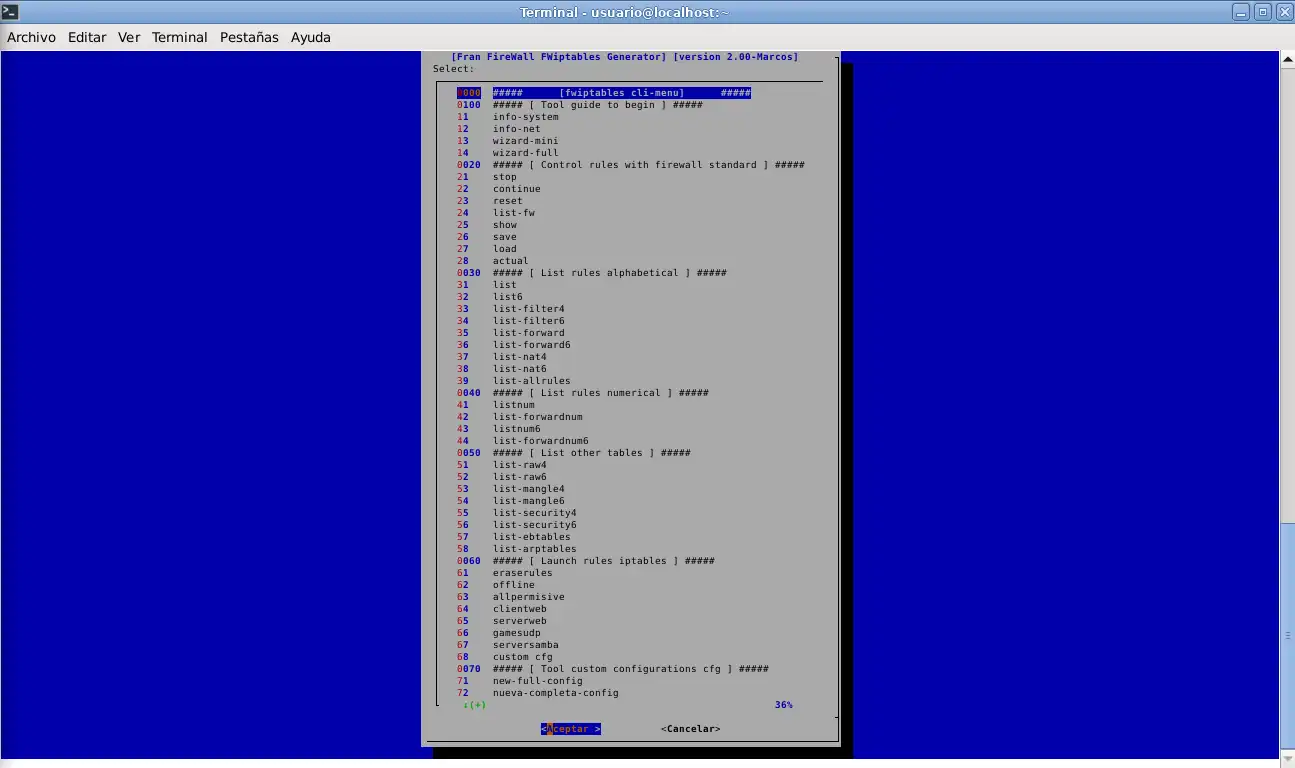 Download web tool or web app Fran FireWall fwiptables Generator