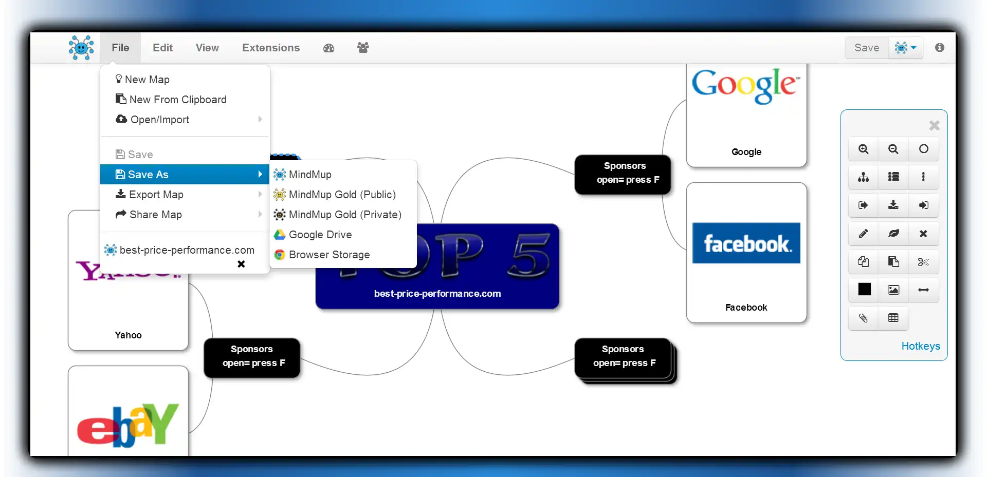 Scarica lo strumento web o l'app web Mappa mentale online gratuita - MindMup