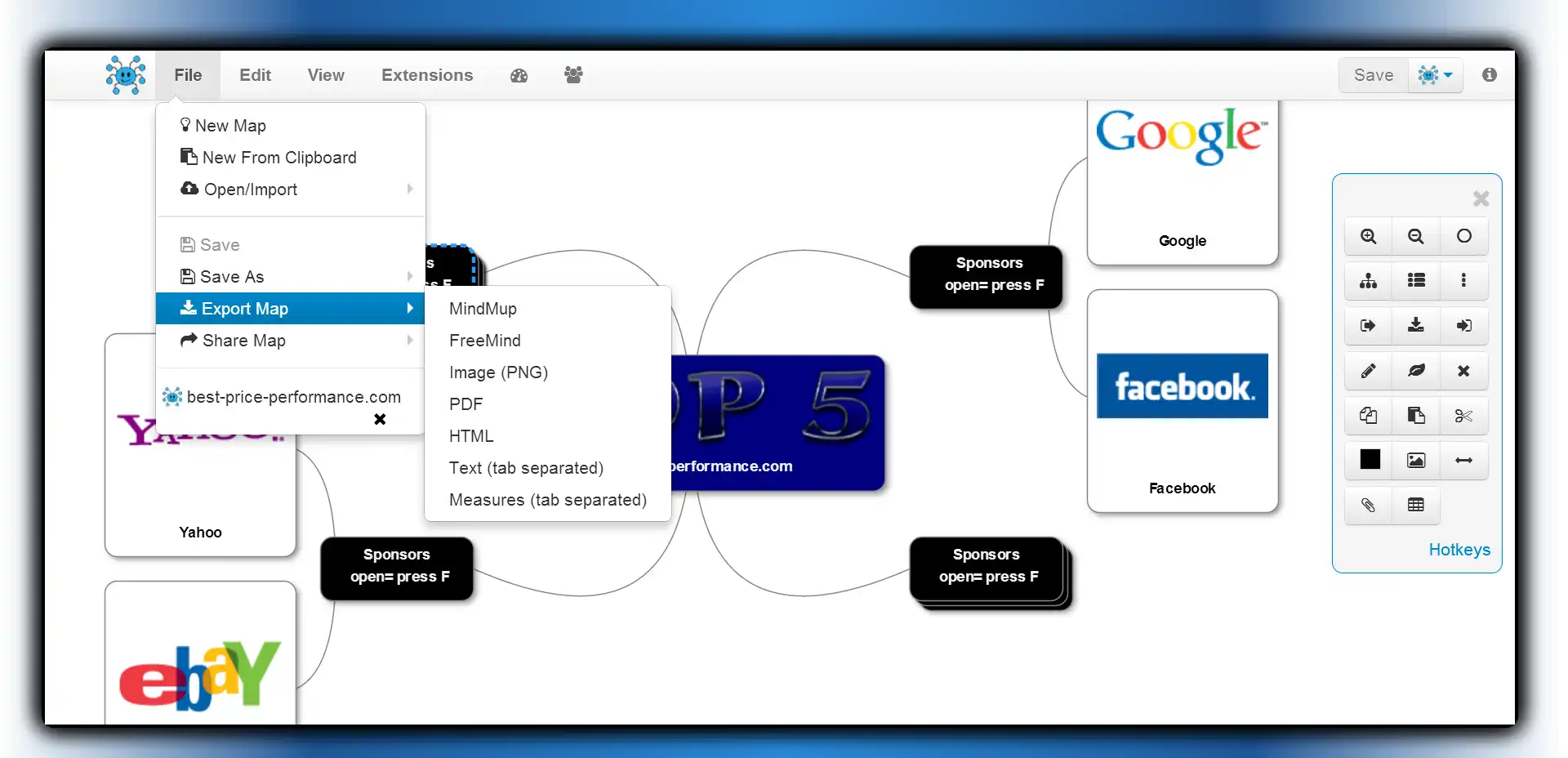 Scarica lo strumento web o l'app web Mappa mentale online gratuita - MindMup