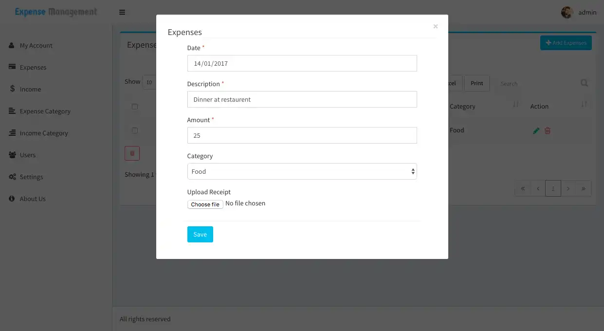 Mag-download ng web tool o web app na Libreng PHP/Codeigniter Expense Manager