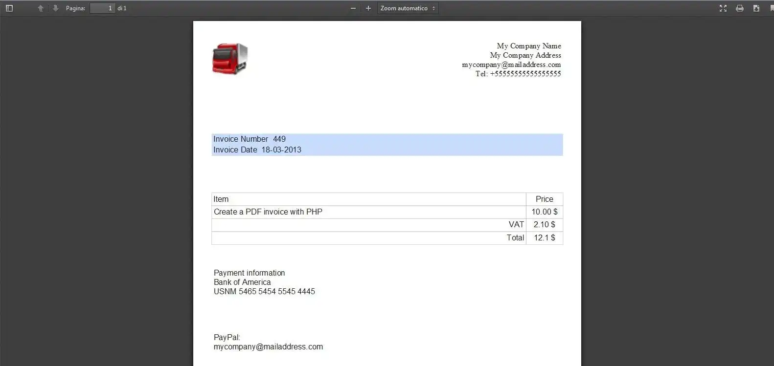 Download web tool or web app FREE PHP script to create PDF invoices