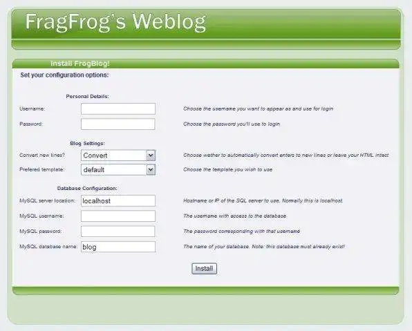 Download web tool or web app FrogBlog
