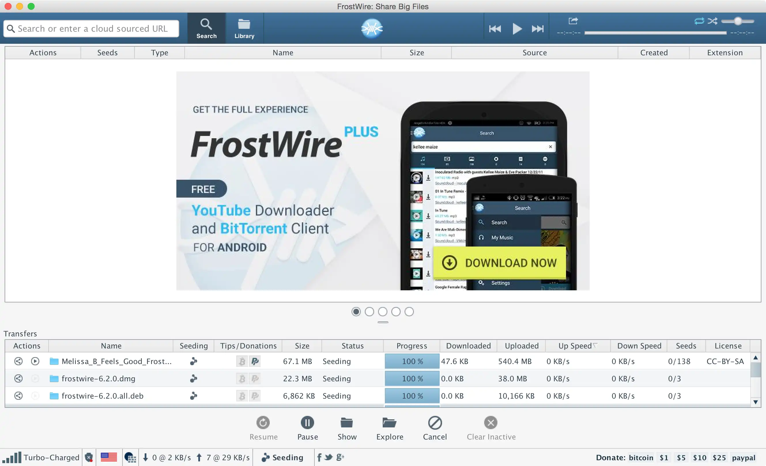 ابزار وب یا برنامه وب FrostWire را دانلود کنید