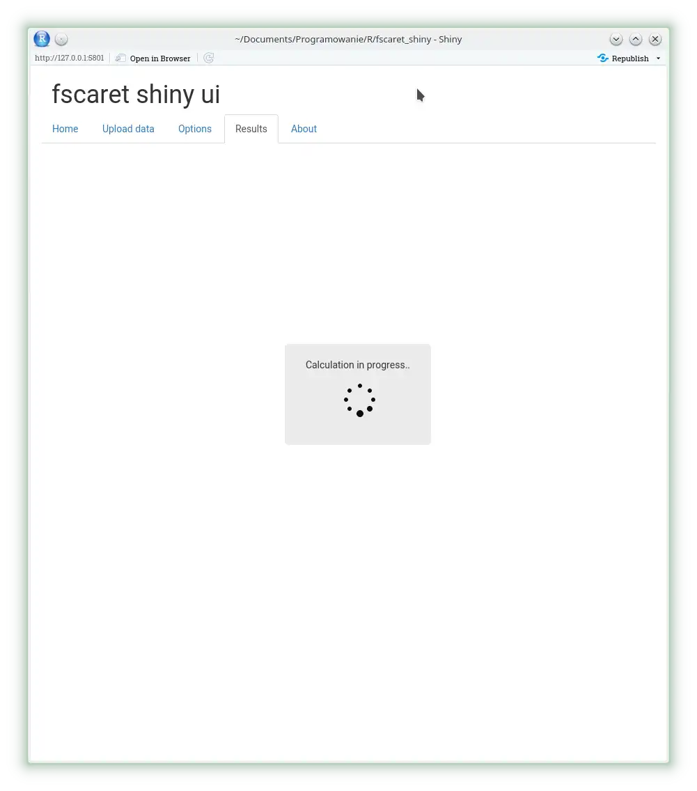 Descargue la herramienta web o la aplicación web fscaret_shiny para ejecutar en Linux en línea