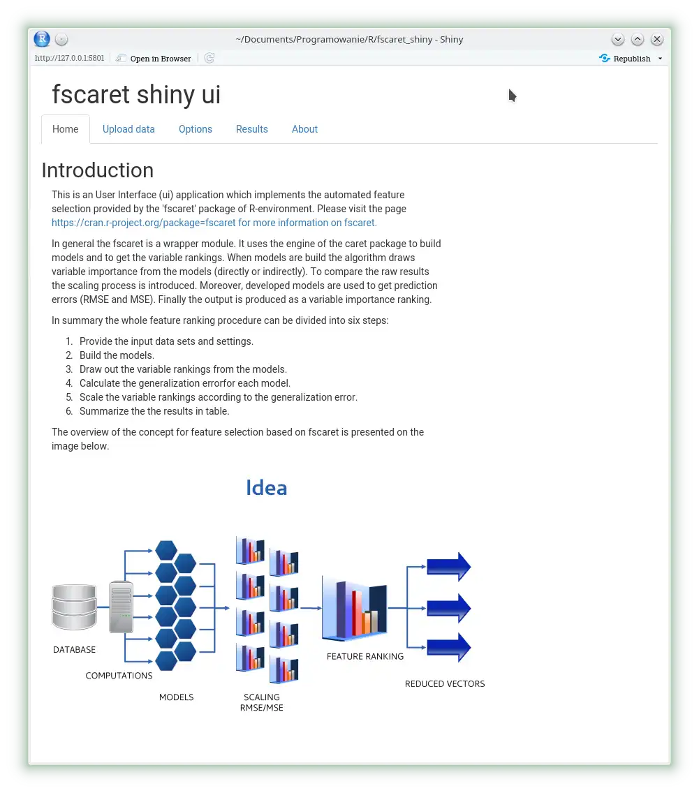 ابزار وب یا برنامه وب fscaret_shiny را برای اجرای آنلاین در ویندوز از طریق لینوکس به صورت آنلاین دانلود کنید