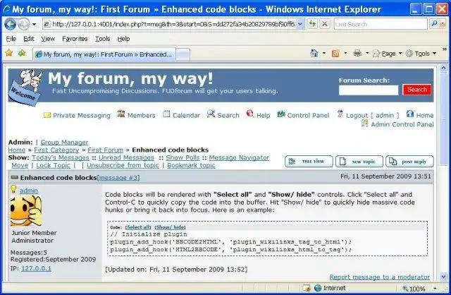 Muat turun alat web atau aplikasi web FUDforum