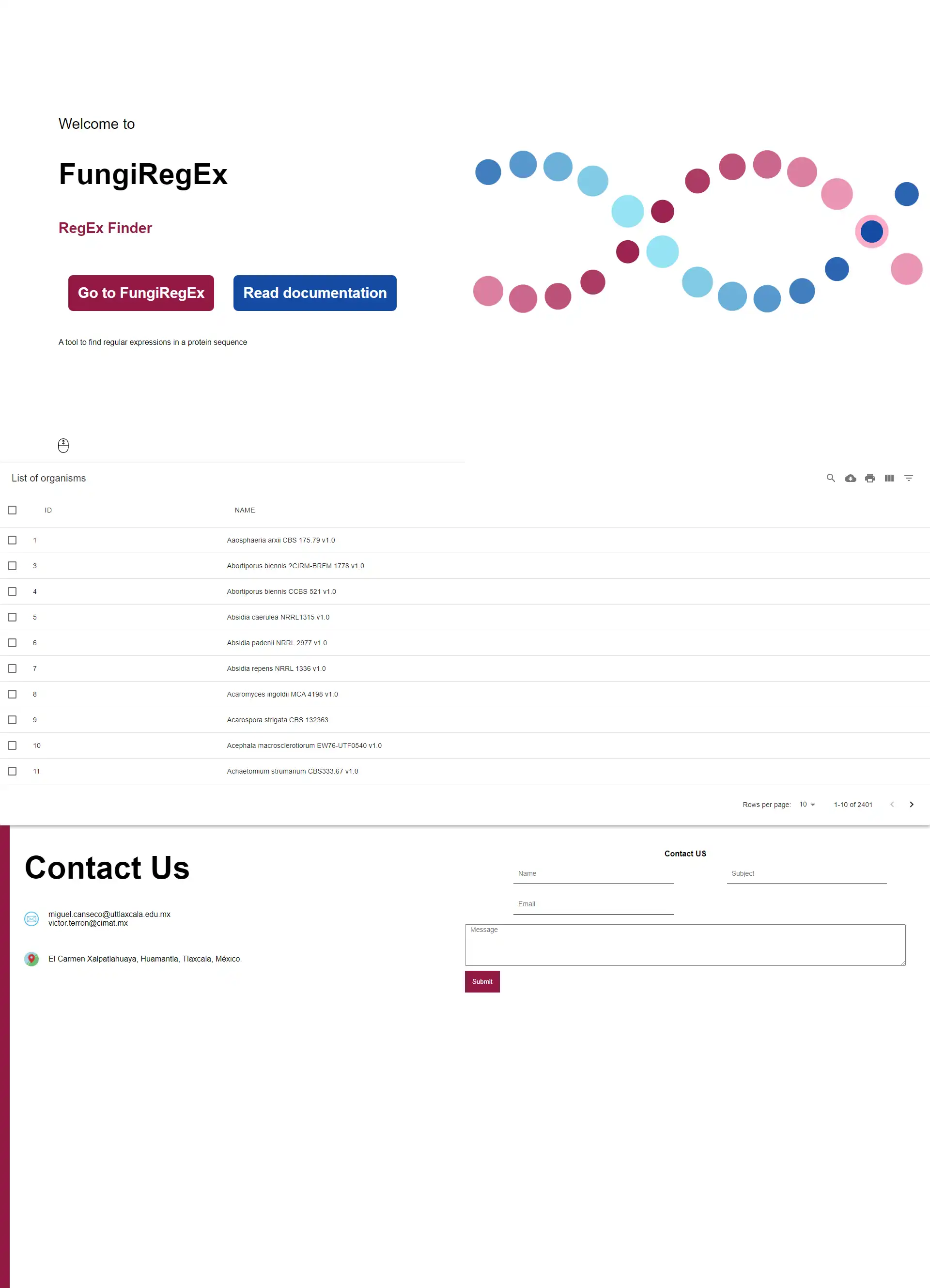 Download web tool or web app FungiRegEx