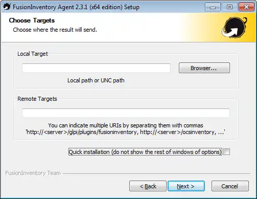 Download web tool or web app FusionInventory Agent Windows Installer