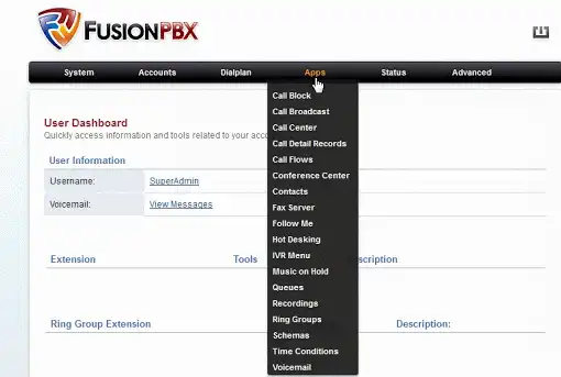 Download web tool or web app FusionPBX