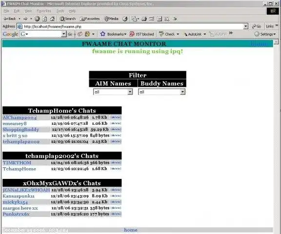 Download webtool of webapp FWAAME - FW AIM Monitor