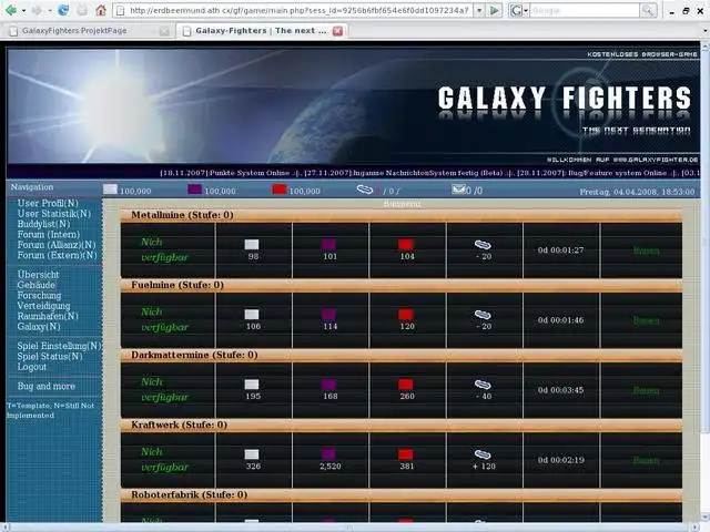 Unduh alat web atau aplikasi web GalaxyFighters untuk dijalankan di Linux online
