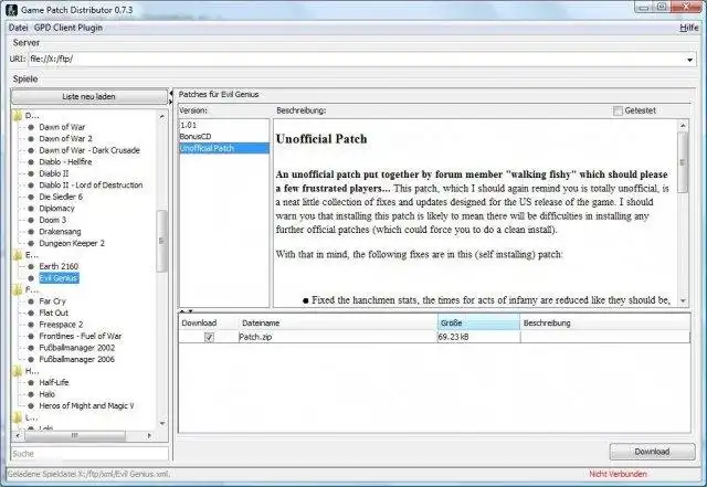 Download webtool of webapp Game Patch Distributor