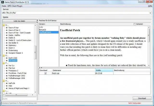 Pobierz narzędzie internetowe lub aplikację internetową Game Patch Distributor, aby działać w systemie Windows online za pośrednictwem systemu Linux online