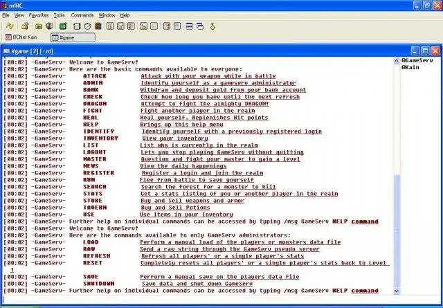 הורד כלי אינטרנט או אפליקציית אינטרנט GameServ IRC Services