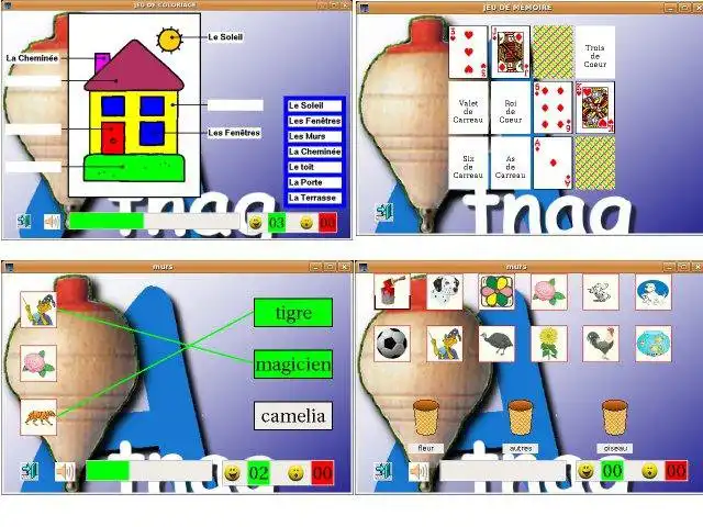 Scarica lo strumento web o l'app web Giochi per la scuola materna francese da eseguire in Linux online